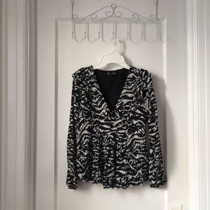 Zara Printed Ruffled Blouse